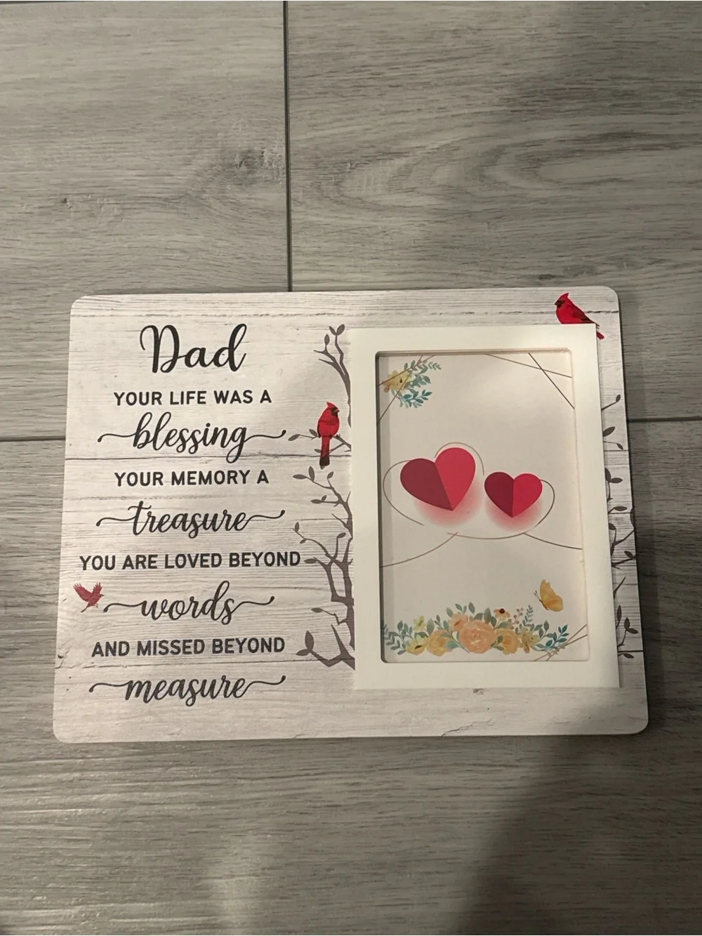 Dad Sentiment Photo Frame - White with Red Accents BRAND NEW